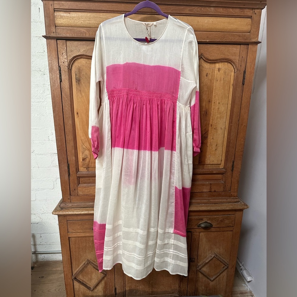Injiri Jodhpur Medium Hot Pink and White Long Dress